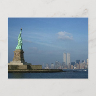 Lady Liberty & Twin Towers World Trade Center NYC Postkarte