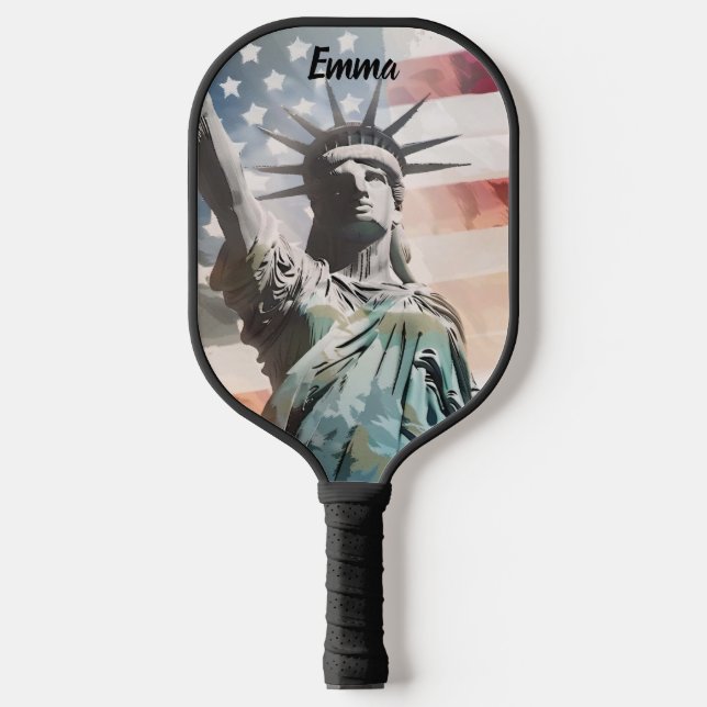 Lady Liberty und der Individuelle Name der amerika Pickleball Schläger (Vorderseite)