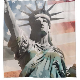 Lady Liberty und die amerikanische Flagge Duschvorhang