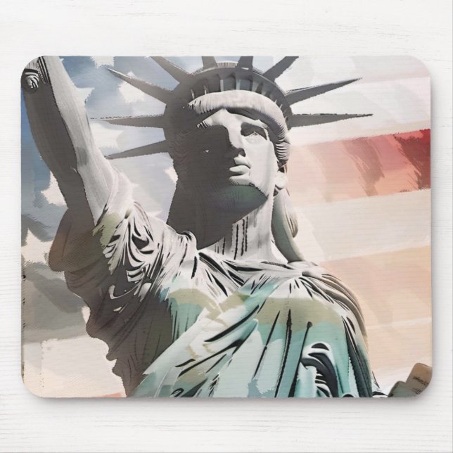 Lady Liberty und die amerikanische Flagge Mousepad (Vorne)