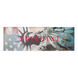 Lady Liberty und die amerikanische Flagge Namenschild