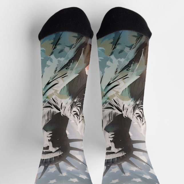 Lady Liberty und die amerikanische Flagge Socken (Oben)