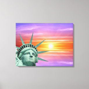 Lady Liberty und Sonnenaufgang Leinwanddruck