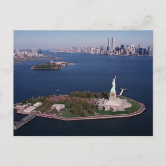 Lady Liberty und Twin Towers World Trade Center NY Postkarte