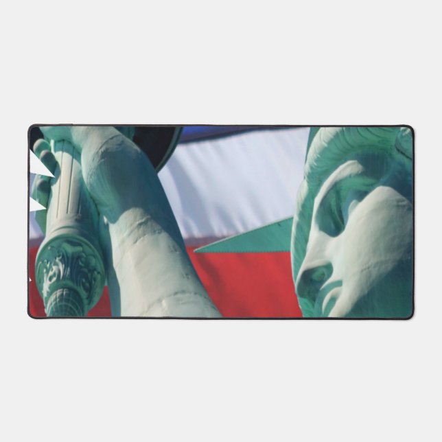 Lady Liberty USA Flag Hintergrundstatue der Freihe Schreibtischunterlage (Vorderseite)