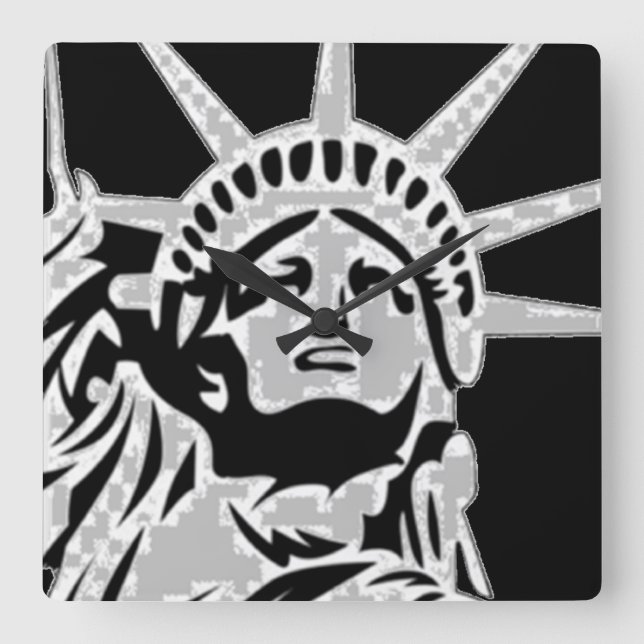 Lady Liberty Wall Clock Quadratische Wanduhr (Vorderseite)