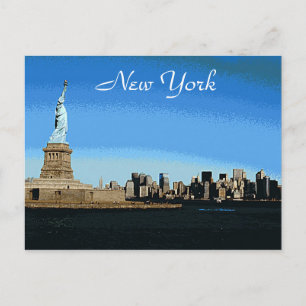 Lady Liberty Watches Over NYC (Art Version) Postkarte