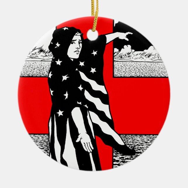 Lady Liberty WWI US Patriotic Poster 1918 Keramik Ornament (Vorne)