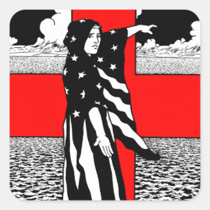 Lady Liberty WWI US Patriotic Poster 1918 Quadratischer Aufkleber