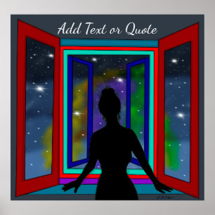 Lady Looking out Window Personalized Quote Poster
