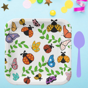 Lady Lovebug und Butterflies Party Pappteller