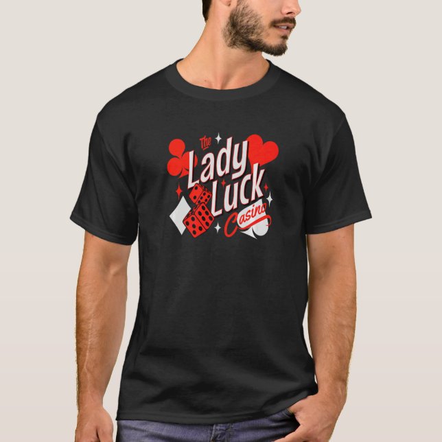 Lady Luck Rockabilly 50's Casino Games Card Player T-Shirt (Vorderseite)