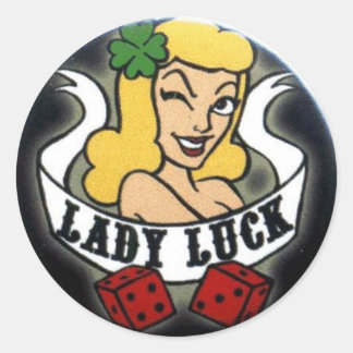 Lady Luck Runder Aufkleber