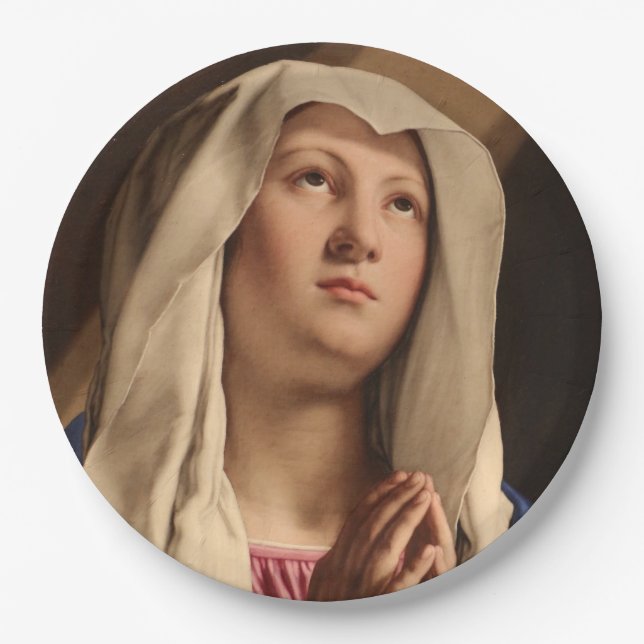 Lady Madonna Praying (Jungfrau Mary) (Christliche  Pappteller (Vorderseite)