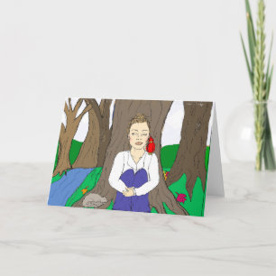 Lady Meditating in Forest by a Tree Karte