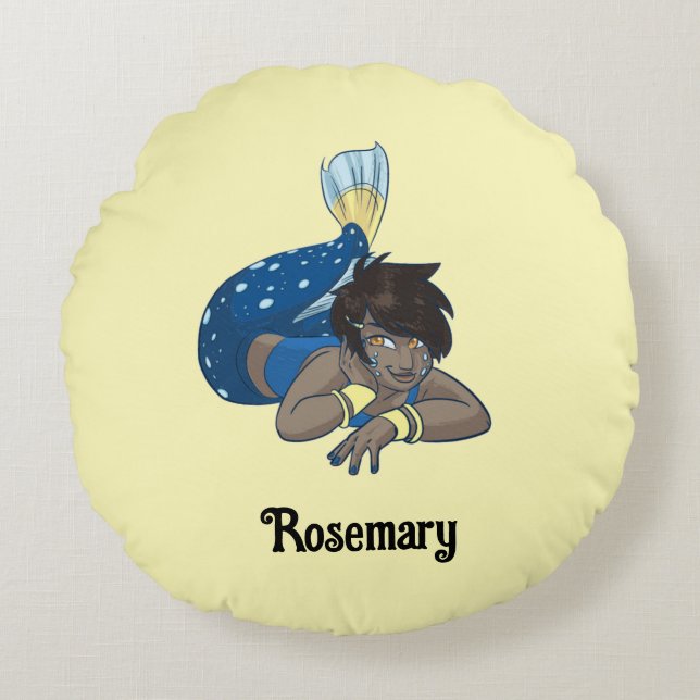 Lady Mermaid individuelle Name Rundes Kissen (Vorderseite)