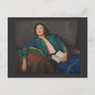 Lady mit Buch Postkarte