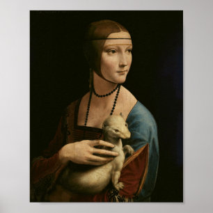 Lady mit einem Ermine - Da Vinci Portrait Print Poster