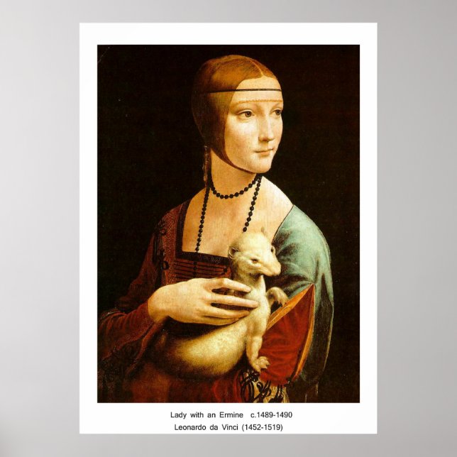 Lady mit einem Ermine, Leonardo Da Vinci Poster (Vorne)