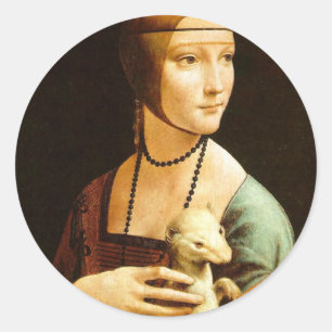 Lady mit einem Ermine, Leonardo Da Vinci Runder Aufkleber