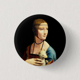 Lady mit einem Ermine von Leonardo Da Vinci Button