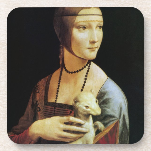 Lady mit einem Ermine von Leonardo da Vinci Getränkeuntersetzer (Vorderseite)