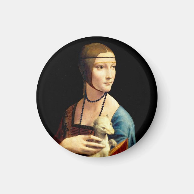 Lady mit einem Ermine von Leonardo Da Vinci Magnet (Vorne)