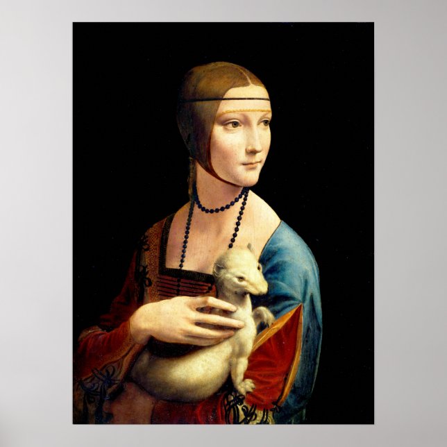 Lady mit einem Ermine von Leonardo Da Vinci Poster (Vorne)
