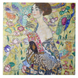 Lady mit einem Fan, Gustav Klimt Fliese
