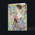 Lady mit einem Fan, Gustav Klimt Karte<br><div class="desc">Gustav Klimt (14. Juli 1862 - 6. Februar 1918) war ein österreichischer symbolischer Maler und einer der prominentesten Mitglieder der Wiener Sezessionsbewegung. Klimt ist bekannt für seine Gemälde, Wandgemälde, Skizzen und andere Kunstobjekte. Neben seinen figurativen Werken, die Allegorien und Portraits enthalten, malte er Landschaften. Unter den Künstlern der Wiener Sezession...</div>