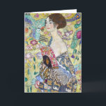 Lady mit einem Fan, Gustav Klimt Karte<br><div class="desc">Gustav Klimt (14. Juli 1862 - 6. Februar 1918) war ein österreichischer symbolischer Maler und einer der prominentesten Mitglieder der Wiener Sezessionsbewegung. Klimt ist bekannt für seine Gemälde, Wandgemälde, Skizzen und andere Kunstobjekte. Neben seinen figurativen Werken, die Allegorien und Portraits enthalten, malte er Landschaften. Unter den Künstlern der Wiener Sezession...</div>