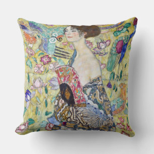 Lady mit einem Fan, Gustav Klimt Kissen
