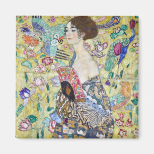Lady mit einem Fan, Gustav Klimt Magnet