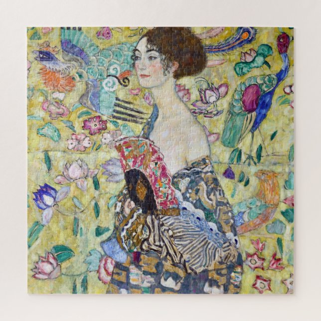 Lady mit einem Fan, Gustav Klimt Puzzle (Vertikal)