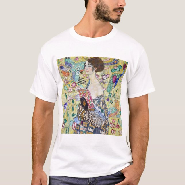 Lady mit einem Fan, Gustav Klimt T-Shirt (Vorderseite)