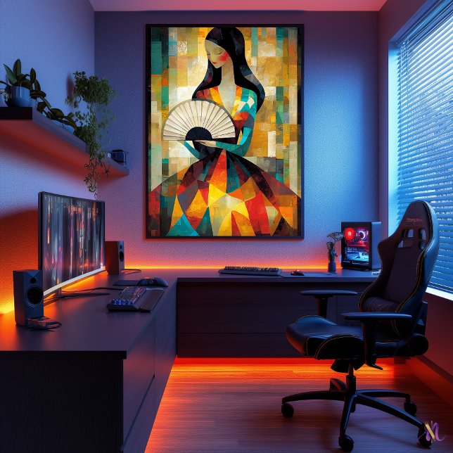 Lady mit einem Fan - Kubistin inspiriert durch Kli Poster (Von Creator hochgeladen)