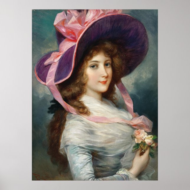 Lady mit einem Lila Hut Poster (Vorne)