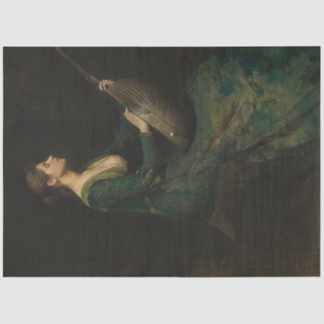 Lady mit einem Lute Musical Decoupage Papier (Vorderseite)