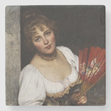 Lady mit einem roten Fan