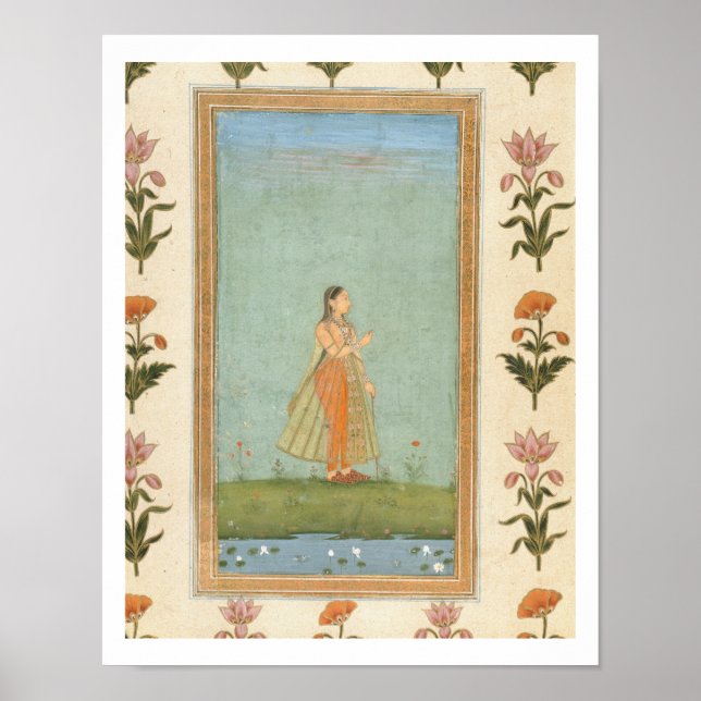 Lady mit einer Blume, stehend von einem Lilienteic Poster (Vorne)