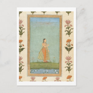 Lady mit einer Blume, stehend von einem Lilienteic Postkarte