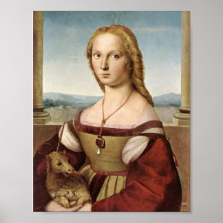 Lady mit Einhorn von Raphael Print Poster