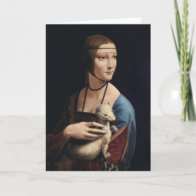 Lady mit Ermine Grußkarte Karte (Vorderseite)