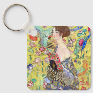Lady mit Fan von Gustav Klimt, Vintager Japonismus Schlüsselanhänger