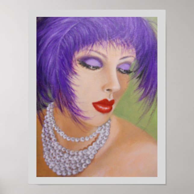 Lady mit Federn im Haar Poster (Vorne)