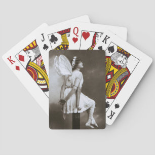 Lady mit Fee Flügel Vintages Foto Fahrradkarten Spielkarten
