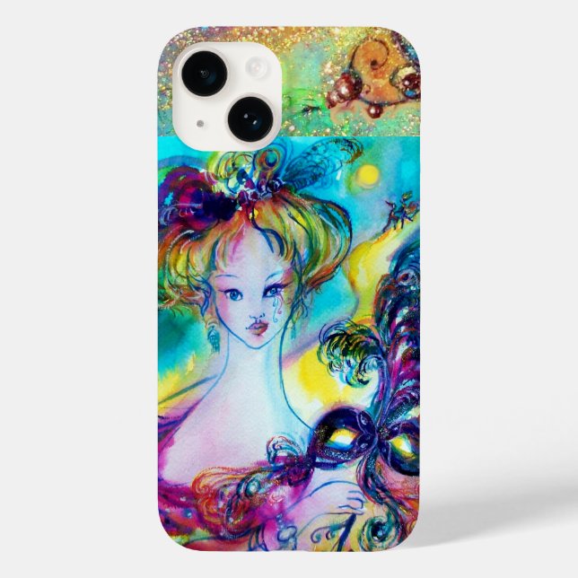 LADY MIT GEFÜHRTER MASKE Venezianische Maskennacht Case-Mate iPhone Hülle (Rückseite)