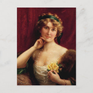 Lady mit gelbem Rose im Detail Émile Vernon Postkarte