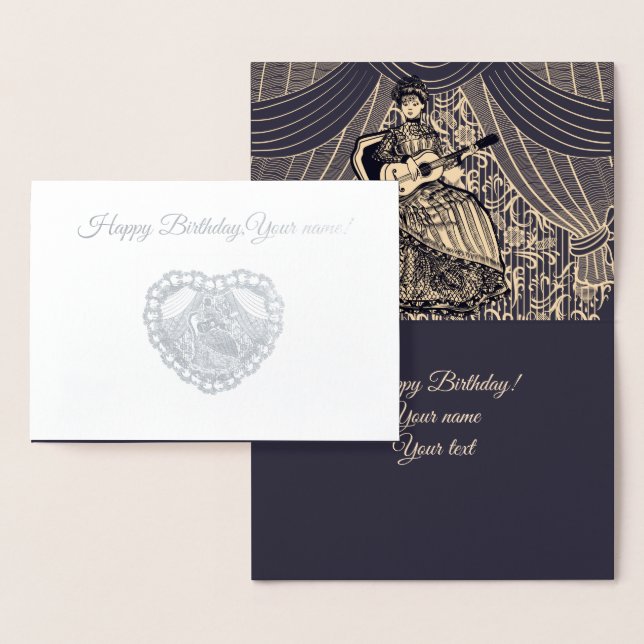 Lady mit Gitarre Folienkarte (Anzeige)