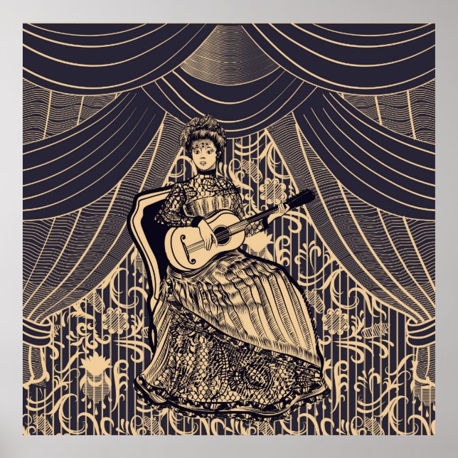 Lady mit Gitarre Poster (Vorne)